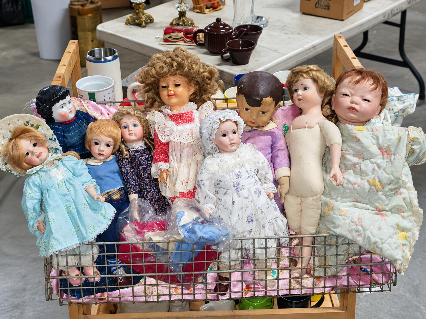 A colorful collection of vintage dolls