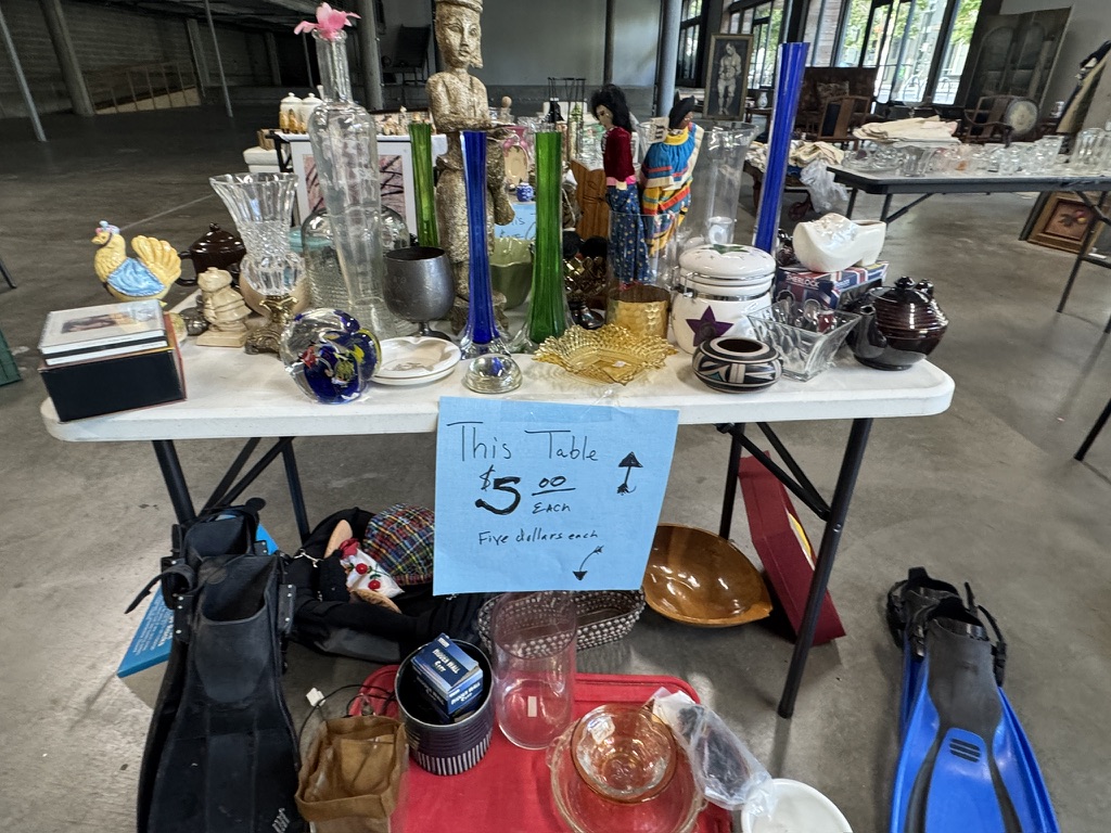 Glassware and vintage objects at a past event